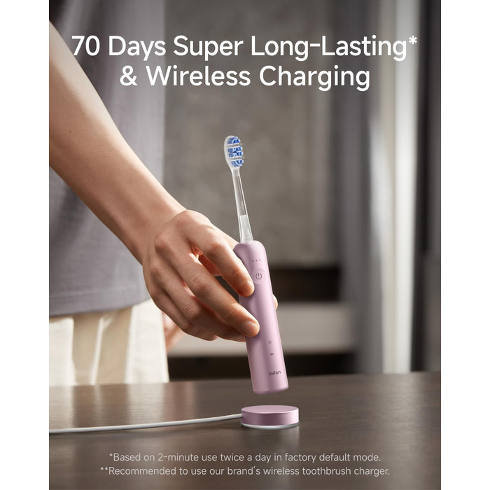 Електрична зубна щітка Laifen Wave Pro Рожева (Алюміній) з 6 режимами, акумулятором на 70 днів та контролем тиску