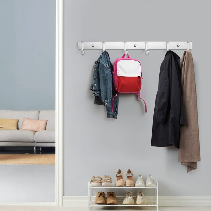 Гачок ERWEY, гачок для одягу, кухонний гачок з нержавіючої сталі, настінний гачок для ванної кімнати, кухонний рушник для одягу (28 см) (6 гачків)