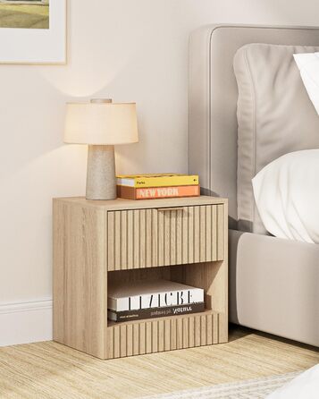 Нічний столик з дуба, дерев'яний приліжний столик з шухлядою, сучасний, компактний 39x39x28 см, для спальні, вітальні, офісу