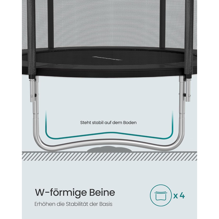 Батут SONGMICS вуличний Ø366 см з захисною сіткою, драбиною та м'якими стійками, чорний