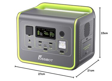 Портативна електростанція FOSSiBOT F800: 512Wh, 800W, LiFePO4, 230V, швидка зарядка, PD 100W, для кемпінгу та дому