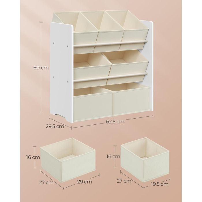 Дитяча полиця SONGMICS з 7 ящиками 29,5х62,5х60 см біла