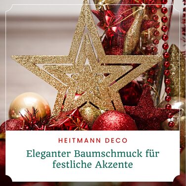 Набір ялинкових прикрас HEITMANN DECO, 60 шт. , Золото/Червоний, в т.ч. Верхівка дерева, Кульки, Гірлянда, Зірки