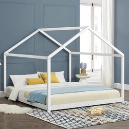 Дитяче ліжко Ліжко Cerro House Молодіжне ліжко Ліжко будиночок з рейковою основою Ліжко Монтессорі з масиву сосни Каркас ліжка 120x200см Білий (180x200 см)