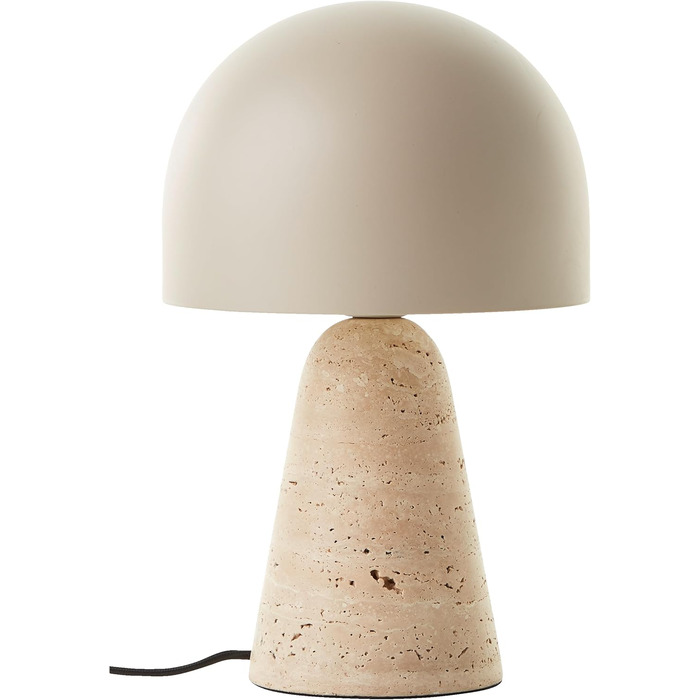 Настільна лампа Lightbox Mushroom, цоколь з травертину, E14, висота 31см, бежевий