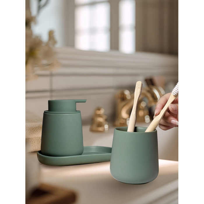 Набір для ванної кімнати блакитного кольору, керамічний аксесуар для ванної кімнати, 3-частинний, декоративний набір мильниць, стаканчика для зубної пасти та підставки для прикрас, підходить для ванної кімнати, умивальника, готелю