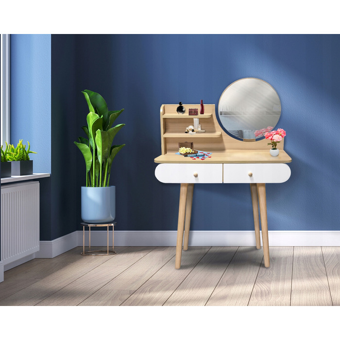 Туалетний столик Jumi, світлий дуб, матовий, 80 x 122 x 40 см