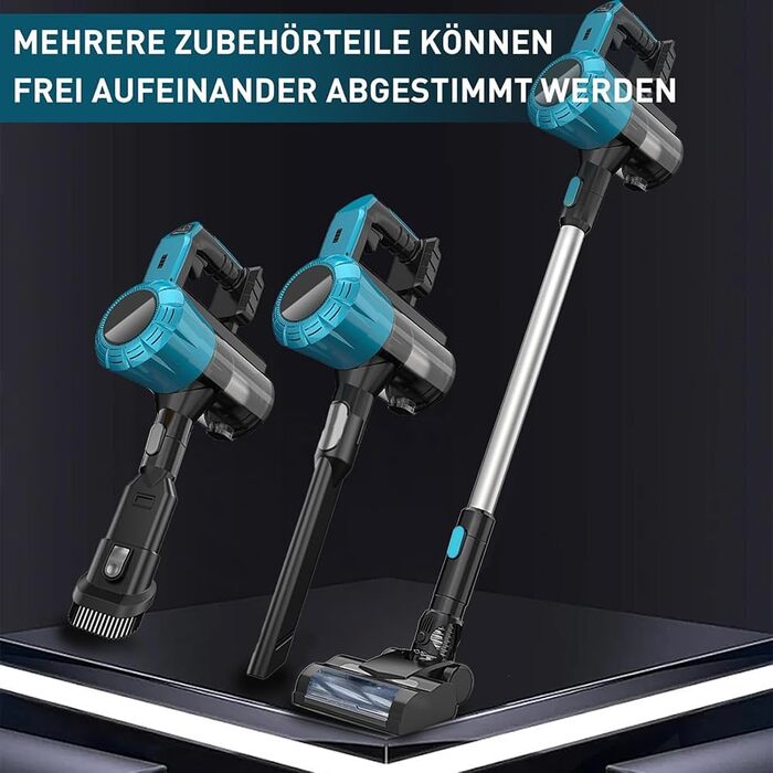 Акумуляторний пилосос, заміна для Makita 18V, 2 x 5.5AH акумулятори, 15000Pa, LED, 1.5L контейнер, для твердих поверхонь, килимів та шерсті тварин