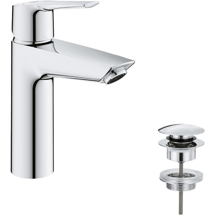 Змішувач для ванної кімнати Grohe Start, економічний, холодна вода в середньому положенні, з Pop-Up клапаном, 19 см, хром, 23746002 M (225 mm)