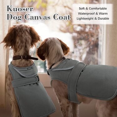 Зимове пальто для собак з полотна Kuoser, світловідбиваюча тепла флісова куртка для маленьких цуценят середнього розміру, водонепроникний і вітрозахисний жилет для собак з отвором для ременя безпеки XS-3XL (окружність грудей 40-50 см, довжина спини 38 см,