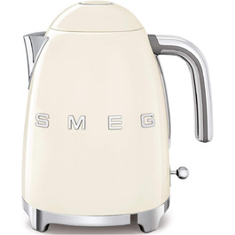 Електричний чайник Smeg KLF03CREU 1.7L, кремовий колір, з нержавіючої сталі, антинакипний фільтр, автоматичне відключення, 2400W