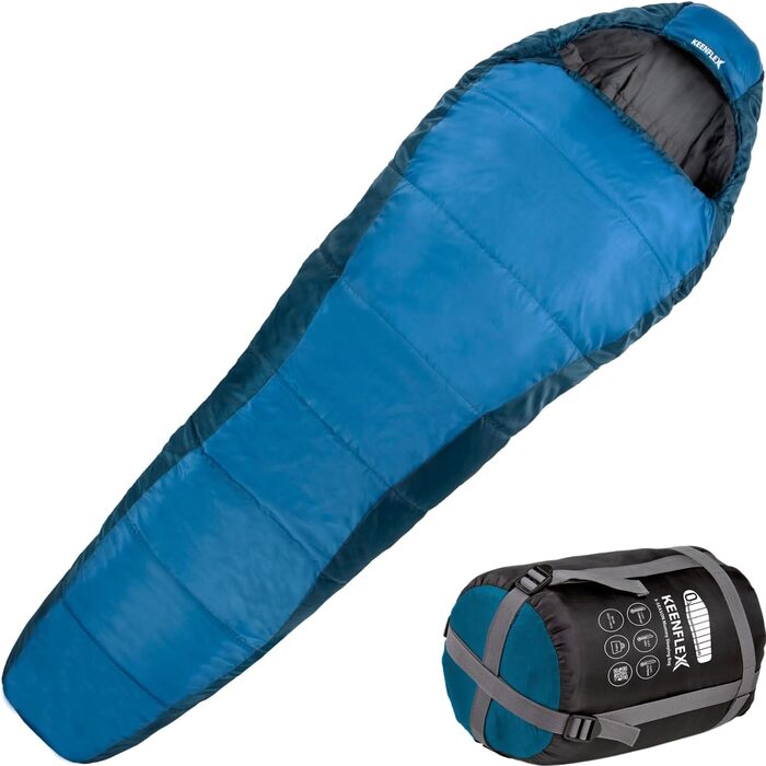 Спальний мішок KeenFlex 3-4 сезони, від +7.2°C до -23.4°C, 1500г/2150г, для літа й зими, для туризму, машинне прання