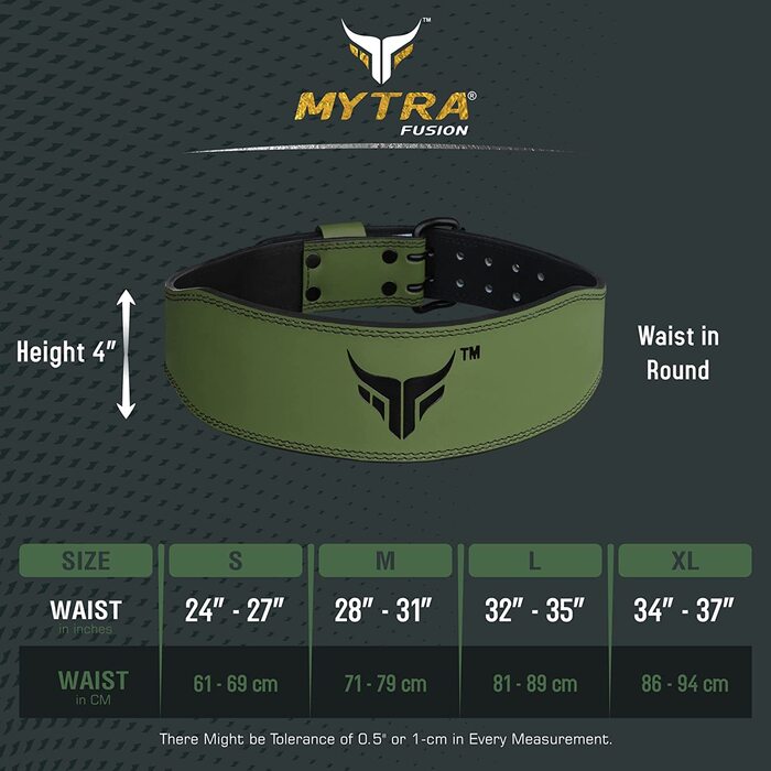 Пояс для тренажерного залу Mytra Fusion, 4-дюймовий пояс для важкої атлетики, ідеально підходить для тренувань, пауерліфтингу, підтримки спини, жіночий пояс для бодібілдингу (зелений, X-Large)