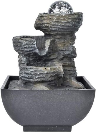 Кімнатний фонтан Ejoyous з підсвічуванням: фонтан для дому, водяний фонтан, декор для вітальні, зволожувач повітря, для медитації та релаксації, EU-штекер 220V