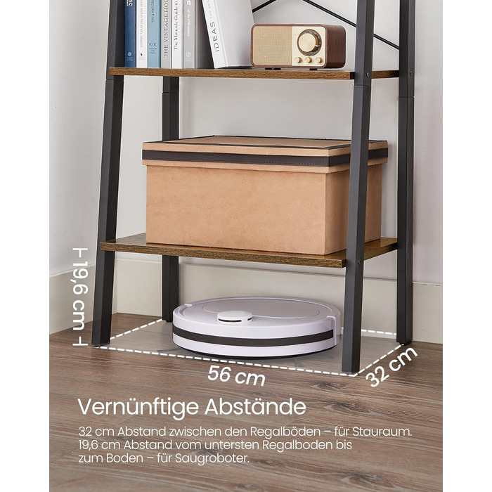 Стелаж VASAGLE з 5 полицями, металевий, для вітальні, спальні, кухні, 56 x 34 x 172 см, вінтажний коричнево-чорний