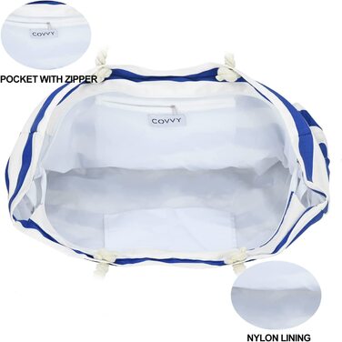 Дуже велика пляжна сумка COVVY, Дорожня сумка, полотняна сумка, жіноча сумка через плече, з водонепроникним чохлом для мобільного телефону, застібкою-блискавкою