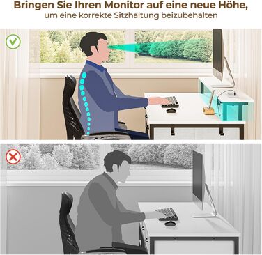 Комп'ютерний стіл Rolanstar з ящиками, розетками та LED підсвіткою, геймінговий стіл з підставкою для монітора, полиця та 2 гачки, для офісу та вітальні (білий, 100x47x90,5 см)