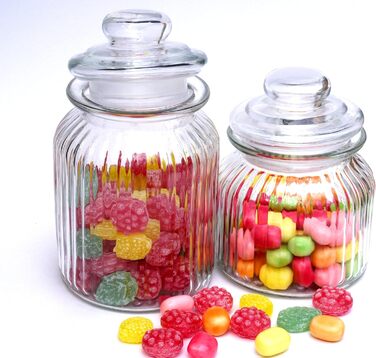Набір банок для зберігання BigDean з 3 ностальгічних скляних банок для солодощів (1,1 л)