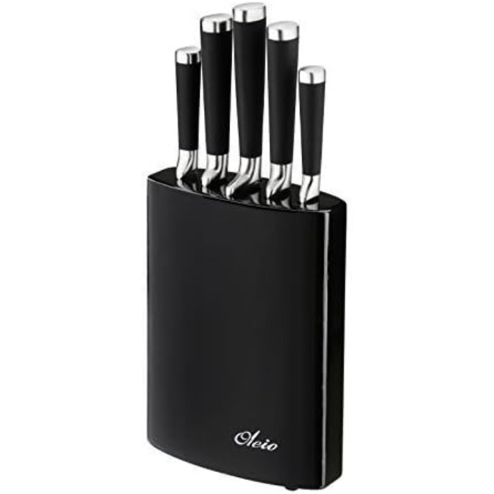 Набір ножів OLEIO PROFI SCHWARZ: 5 штук з дерев'яним підставкою, нержавіюча сталь