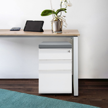 Контейнер на колесах COLOR OS Metall weiß з сірим м'яким сидінням hjh OFFICE