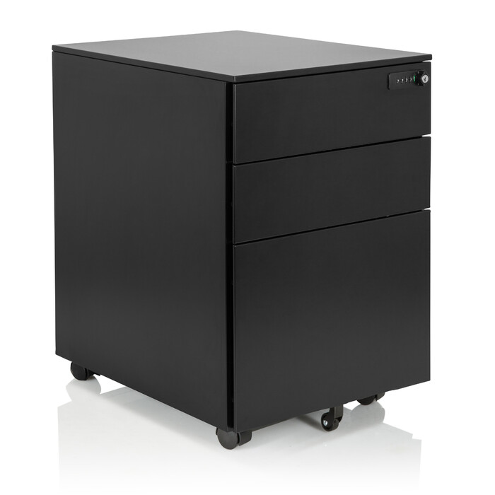 Контейнер на колесах COLOR OS I, метал, чорний колір з кодовим замком, hjh OFFICE