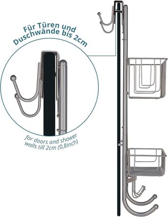 Душова полиця smartpeas для ванної кімнати в сірому / хромованому кольорі - 2 шт. підвісний кошик - 59,3 X 30 X 11 см - нержавіюча сталь (порошкове покриття) - підвісна душова полиця - додатково 2 шт. клейкі гачки з нержавіючої сталі хромовані