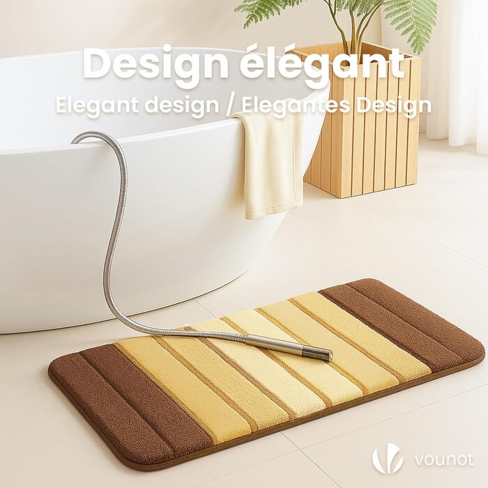 Набір килимків для ванної кімнати VOUNOT 2 шт. (60x90 см, 50x80 см), м'які, швидковисихаючі, з мікрофібри, сірі (перехідний колір)
