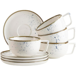 Набір кавових чашок MÄSER Serie Pintar, 8 предметів, блакитний, порцеляна, вінтажний стиль