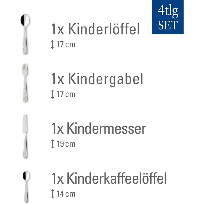 Набір дитячого столового прибору Villeroy & Boch Hungry As A Bear (4 шт.), нержавіюча сталь, безпечний, для дітей
