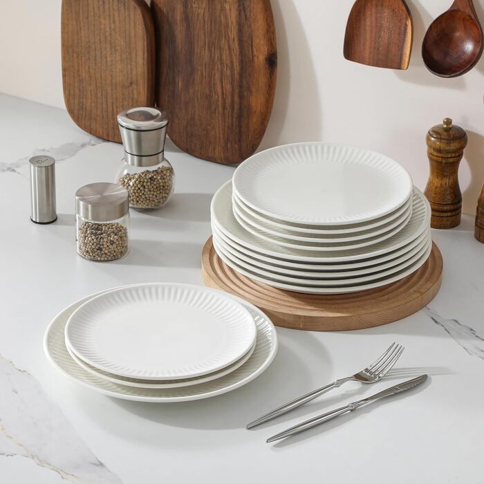 Набір посуду MALACASA LEILA Weiß для 6 осіб, 18 предметів, порцеляна, скандинавський стиль, білий