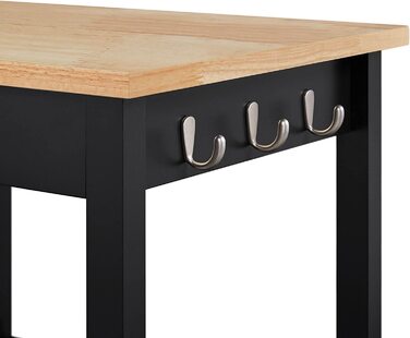 Кухонний візок Yaheetech на колесах з шафкою та полицею, 55x45x89 см, білий (чорний)