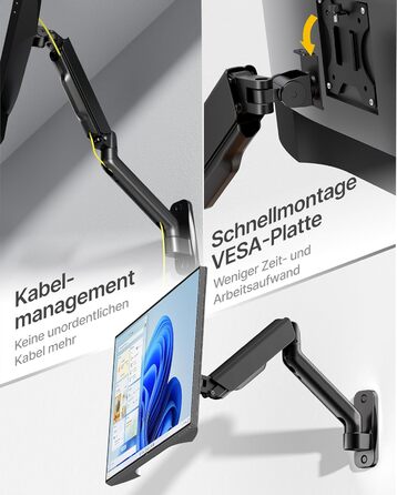 Кріплення для монітора monTEK: підходить для LED/LCD екранів 17-32 дюймів, до 9 кг, регульована висота, шарнірний, VESA 75/100