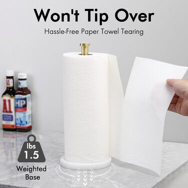 Тримач для паперових рушників KES з мармуром та нержавіючої сталі SUS304, настільний, золотого кольору, 14 см (KPH100S14B-2)