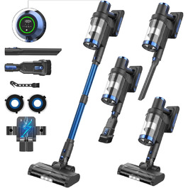 Бездротовий пилосос Nigecue 550W з акумулятором, 45000Pa, 60 хвилин роботи, Smart-дисплеєм, антизаплутувальною щіткою, 1.5L контейнером для сміття, для твердих поверхонь, килимів та шерсті тварин