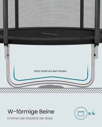 Батут SONGMICS вуличний Ø366 см з захисною сіткою, драбиною та м'якими стійками, чорний