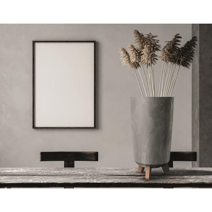 Плантатор BirnePower Gracia Slim 44,5 см – Сучасний горщик з ніжками, бетонна текстура, стійкий до УФ та погодних умов, елегантний кашпо для балкона, саду, інтер'єру – Антрацит, висота 44,5 см