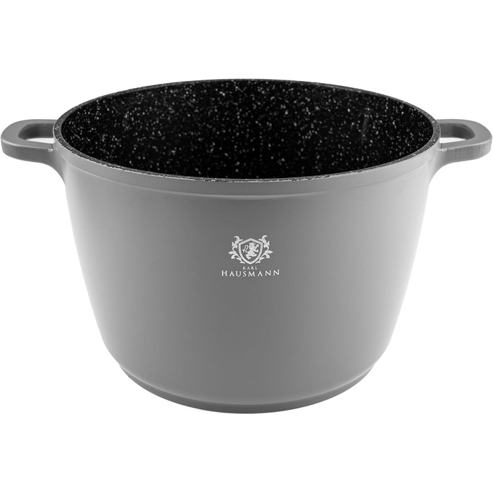 Каструля з антипригарним покриттям 10 літрів з кришкою, діаметр 28 см, з алюмінієвого лиття, для всіх типів плит (включаючи індукцію), сіра. Ідеально підходить для супу, тушкування та приготування великих порцій.