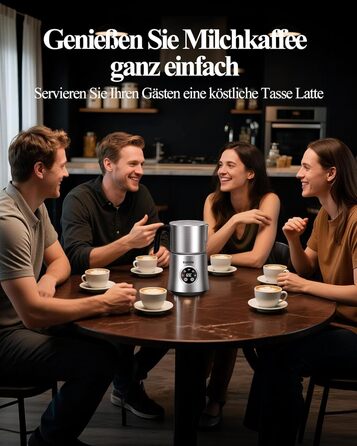 Електричний спінювач молока 5 в 1 - автоматичний спінювач молока з великим об'ємом, для гарячого та холодного молока, для капучино, лате, гарячого шоколаду, 500 мл, миється в посудомийній машині