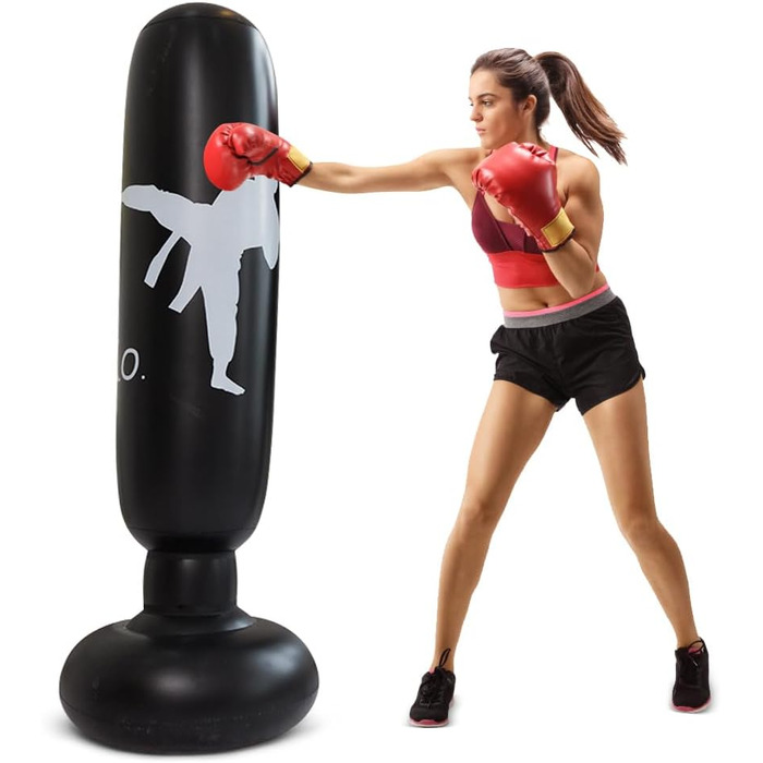 Боксерська груша стоячи - 160 см надувна боксерська груша, стояча дитяча боксерська груша для дітей, дорослих, що займаються карате, тхеквондо, зниження тиску, домашні тренування