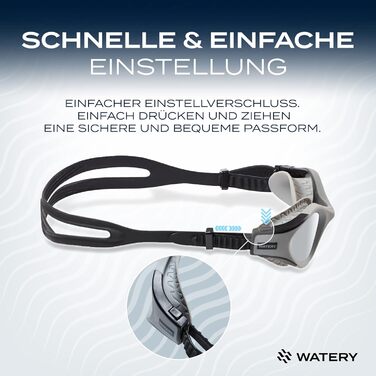 Водні окуляри для плавання з дзеркальною лінзою - Захист від запотівання, захист від ультрафіолету, водонепроникний, без протікання та регульований ремінець - Ідеально підходить для початківців і досвідчених плавців (сірий/сріблястий)