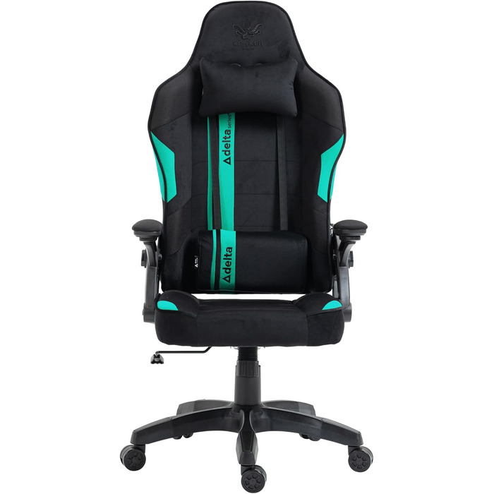 Крісло ігрове KRAKEN CHAIRS чорно-морського кольору, тканинне, ергономічне, для геймерів, вантажопідйомність 130 кг