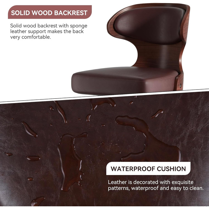 Барний стілець Hawthyhome 4 шт. у наборі, коричневий, з підніжкою та спинкою