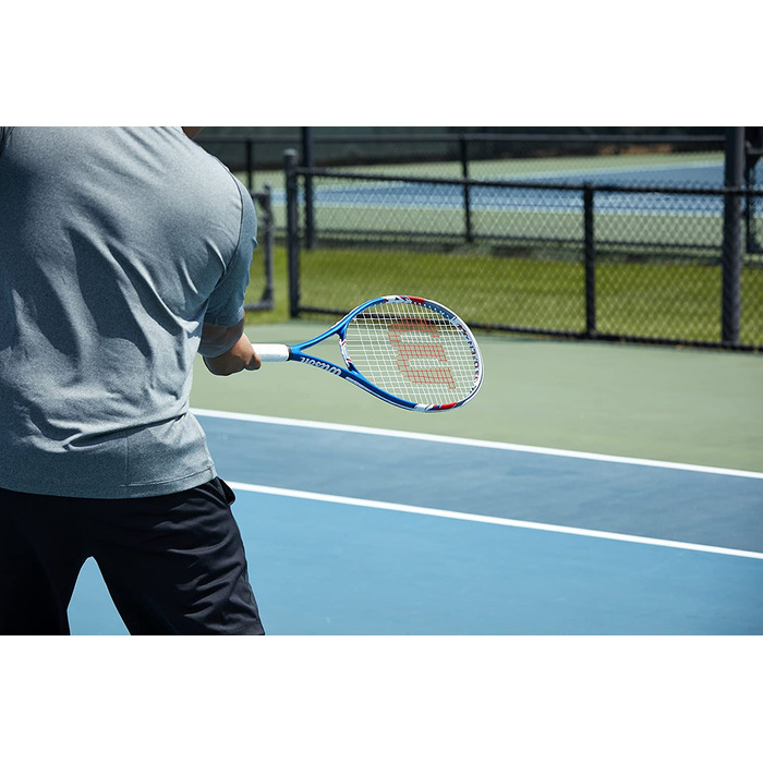 Тенісна ракетка Wilson US Open для дорослих без чохла (3, червоний / білий / синій)