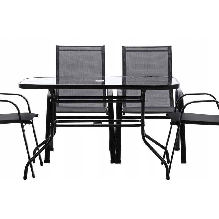 Комплект садових меблів GardenLine, метал, чорний, 5 предметів