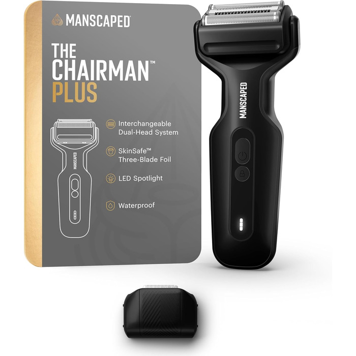 Електричний тример для тіла MANSCAPED® The Chairman™ Plus з двома насадками, SkinSafe®-фільтром та прецизійними ножами, USB-C зарядка, для делікатної стрижки