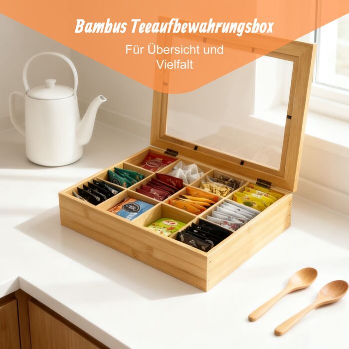 Ящик для чаю Relaxdays з бамбука на 12 відсіків