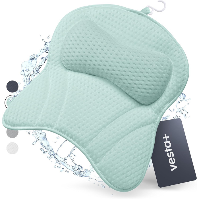 Подушка для ванни Vesta+ Badewannenkissen L з присосками, м'ятного кольору, для шиї та підтримки голови