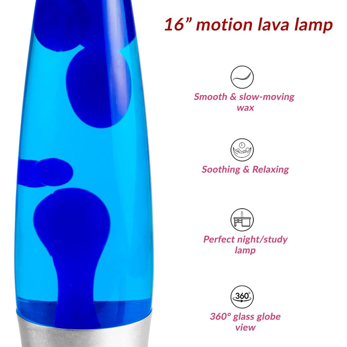 Лава для ракети CELLUSTOP - Magma Lava - декоративна для встановлення - 2 галогенні лампи R39 в комплекті - міцне скло - 25 Вт - 34 см - синій