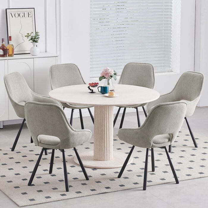 Набір обертових кухонних стільців 6 шт. з низькими підлокітниками, поворот 180°, автоматичне вирівнювання, для їдальні, кухні, комплект 6 шт. (Хакі, 4 шт.)