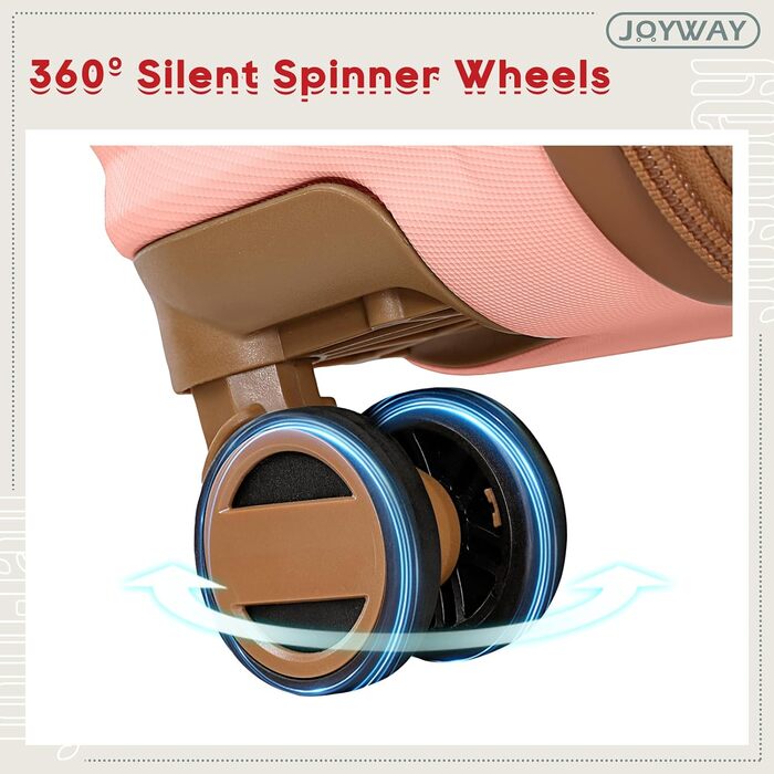 Набір валіз Joyway ABS 5шт з TSA-замком (рожевий) - розширюваний, з культурою та сумкою для подорожей